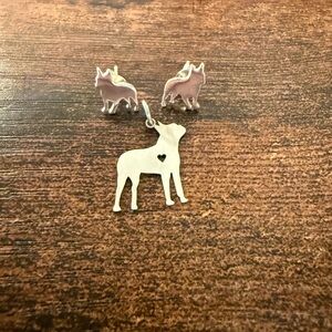 Silver Boston Terrier Earrings and Pendant Set